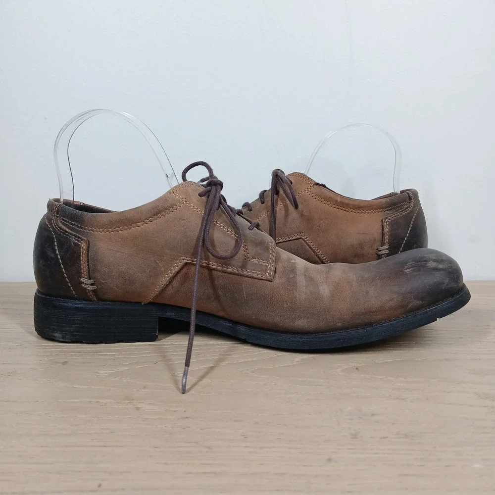 Bed Stu Oxford Shoes Mens 11 Brown Leather Lace Up Distressed Rustic Heritage